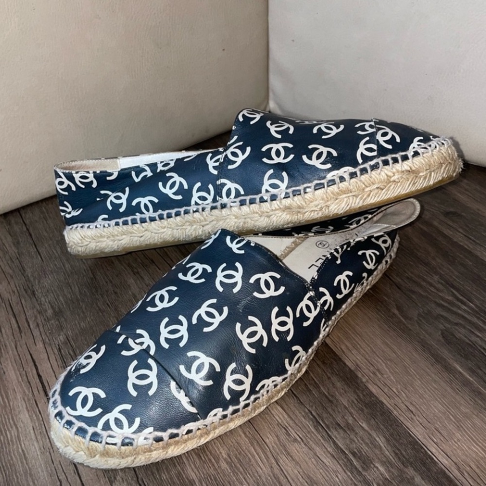 CHANEL Black and White Espadrilles